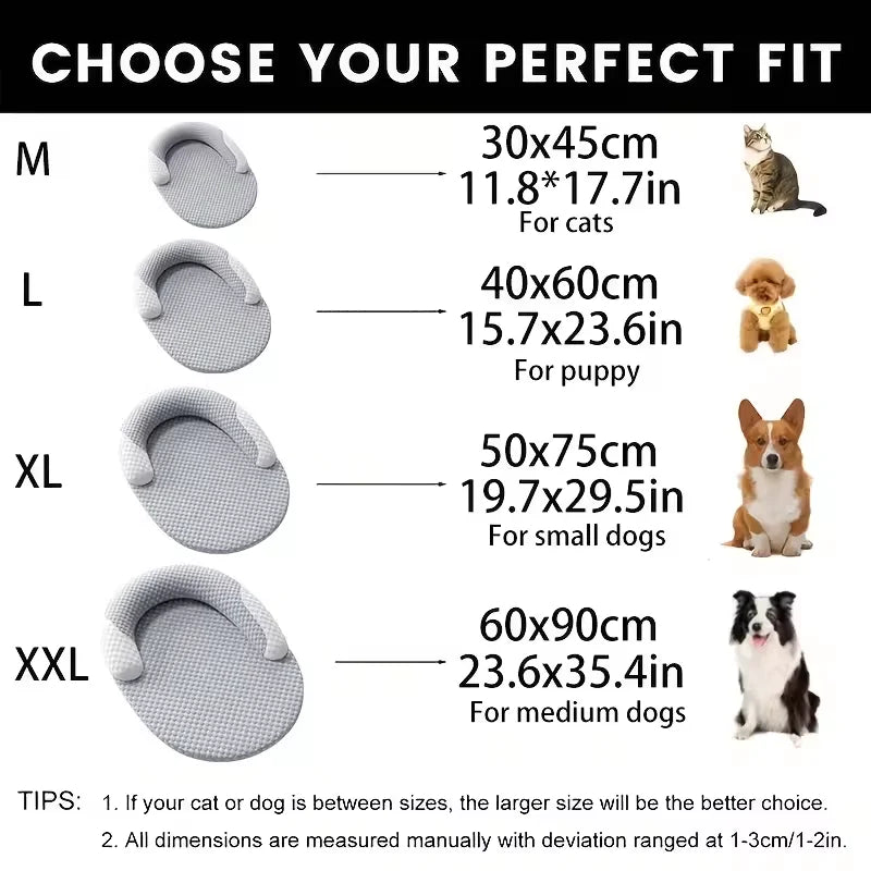 Summer Ice Silk Cooling Dog Bed Oval Breathable Heat Dissipation Cat Mat Pet Nest Cooling Pad for Small Medium Large Dogs Cats