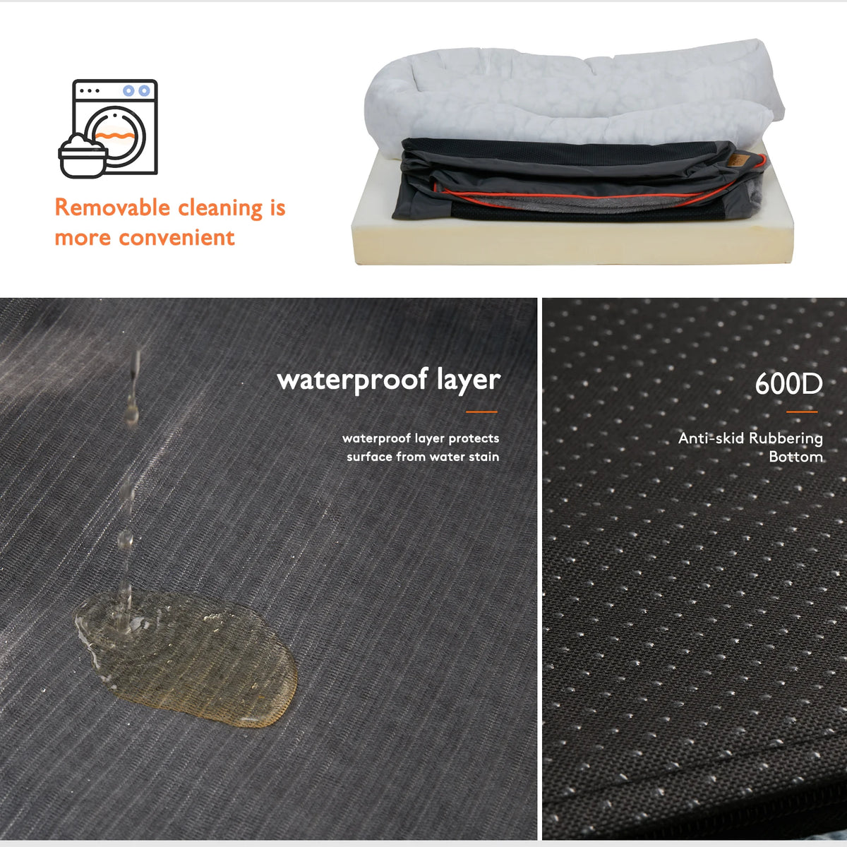 Bingopaw Orthopedic Dog Bed With Cotton Bolster And Removable Cover