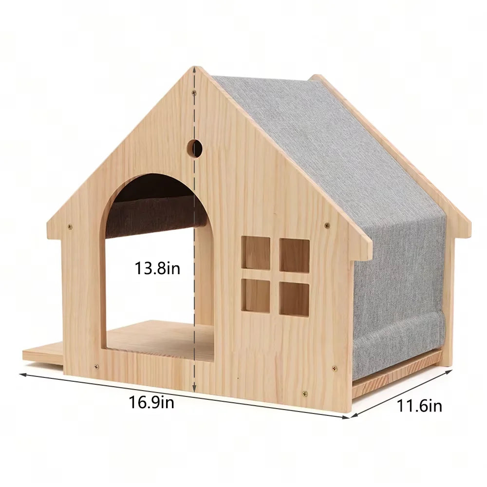 Wall Mounted Wooden Cat Villa Climbing Shelf For Indoor Pets