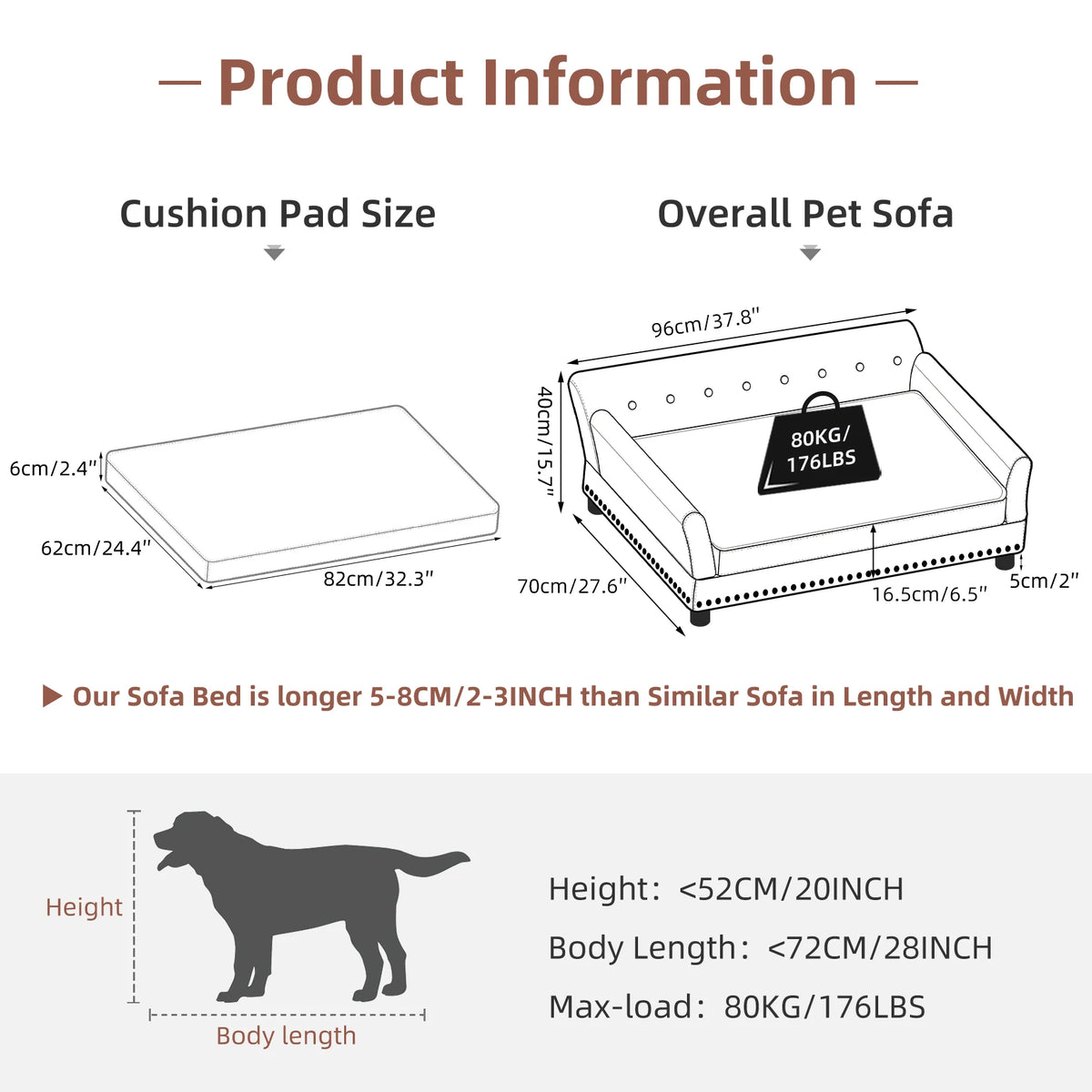 Bingopaw Waterproof Microfiber Leather Dog Sofa With Removable Cushion