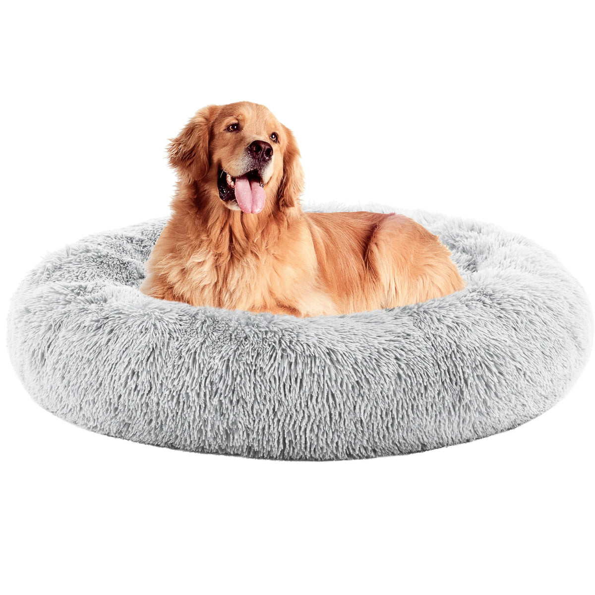 MCQ Round Faux Fur Orthopedic Dog Bed Machine Washable Cozy