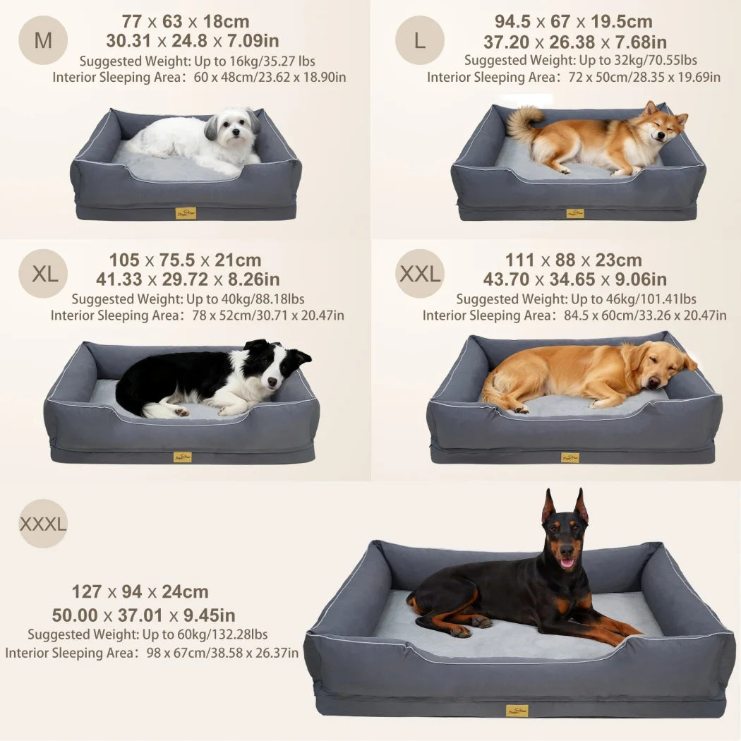 Borwart Orthopedic Dog Bed With Removable Cover And Bolster