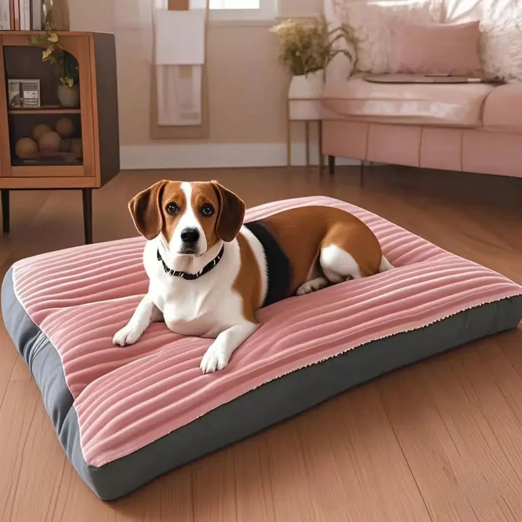 Cozy Corduroy Dog Couch Bed Pad for Large Pets Comfortable
