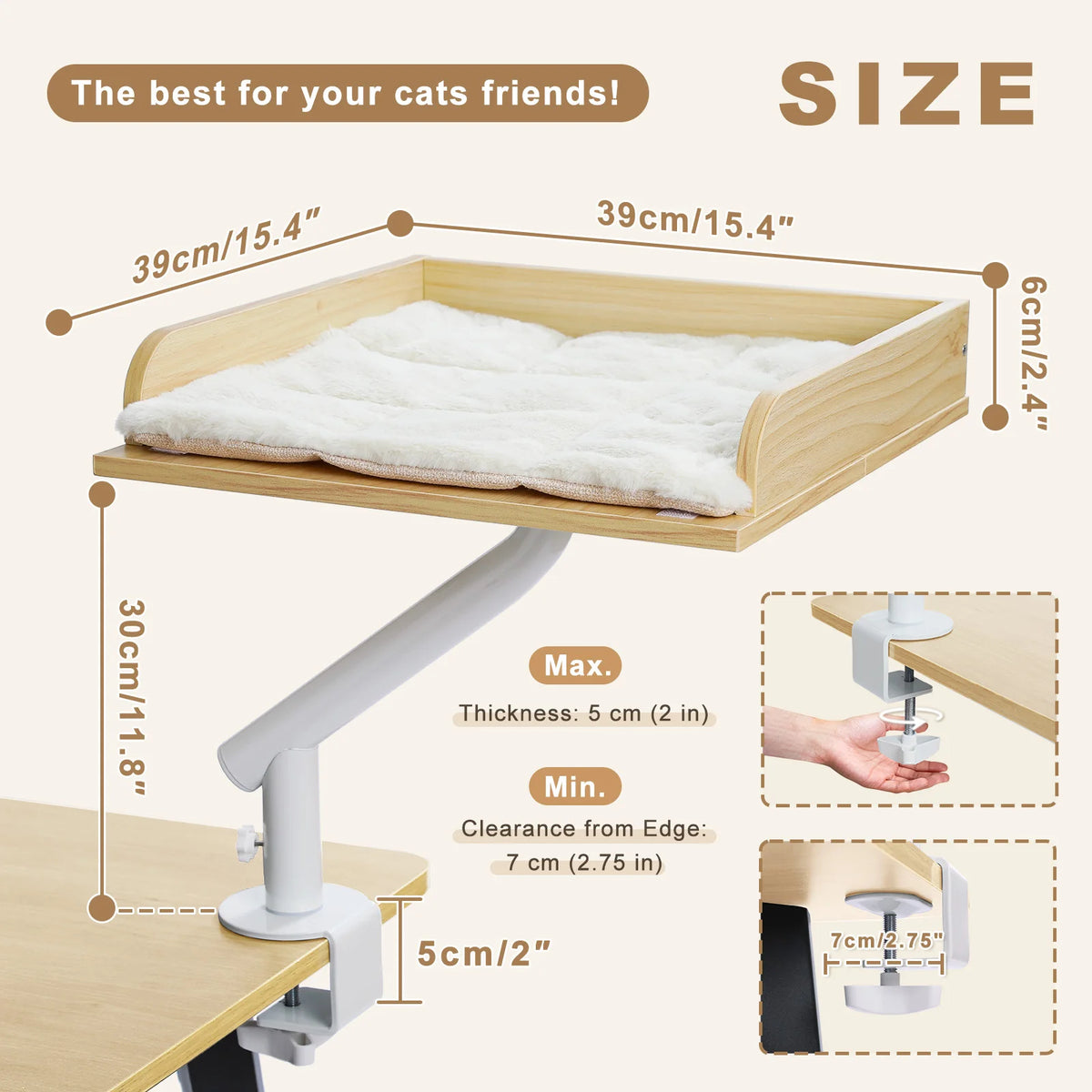 PAWZ Road Rotatable Desk Cat Bed Stand Plush Hammock