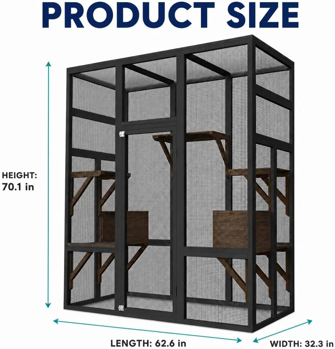 HiMISS Outdoor Cat Catio With Wooden Platforms And Napping Houses
