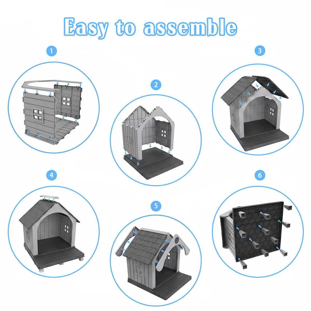 Elevated Resin Outdoor Dog House With Weatherproof Sloped Roof
