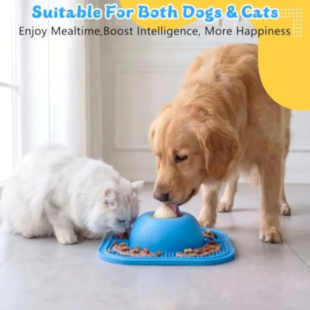 Slow Feeder Dog Bowl and Lick Mat with Rolling Ball
