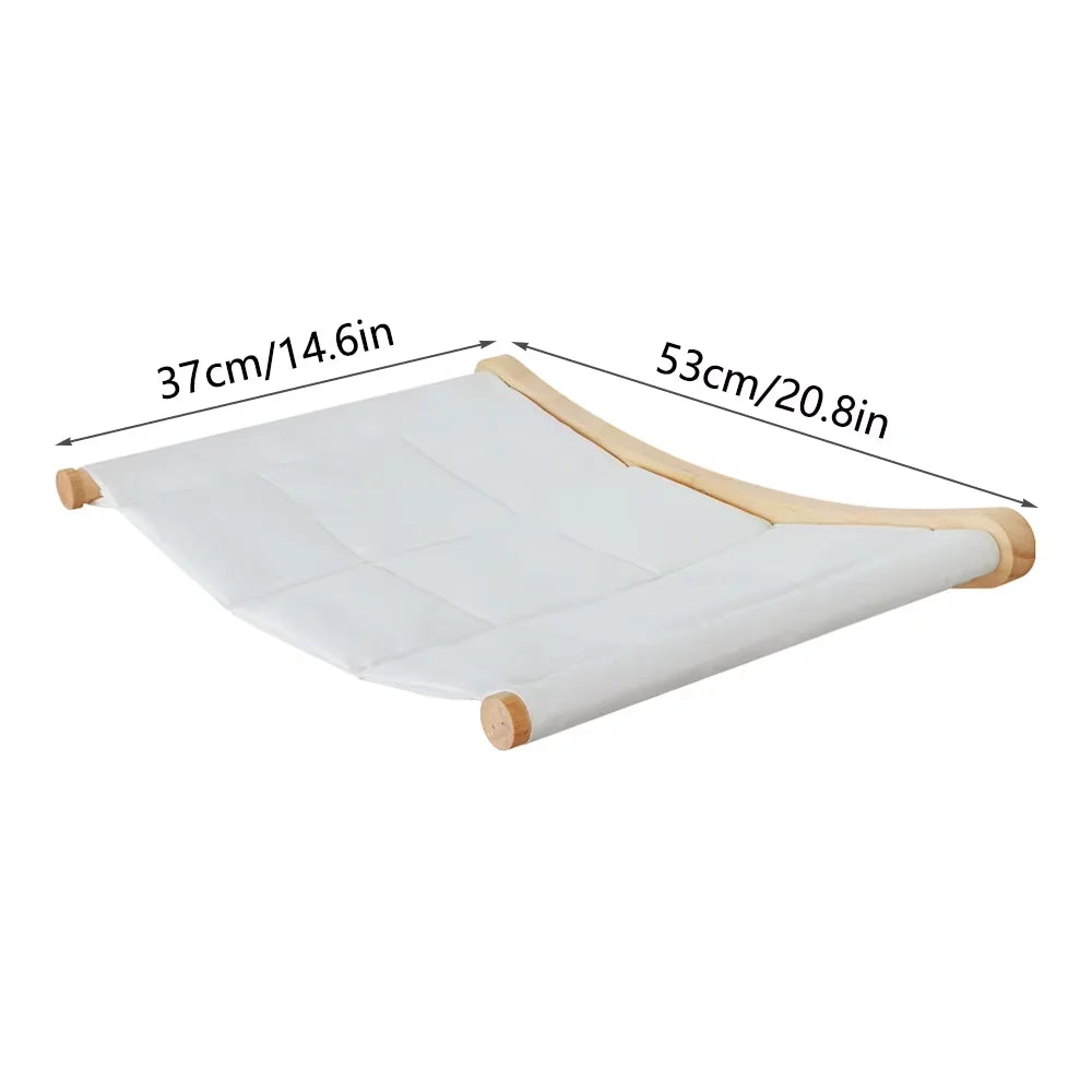 CWV Wall Mounted Cat Hammock With Wooden Sisal Scratching Shelf