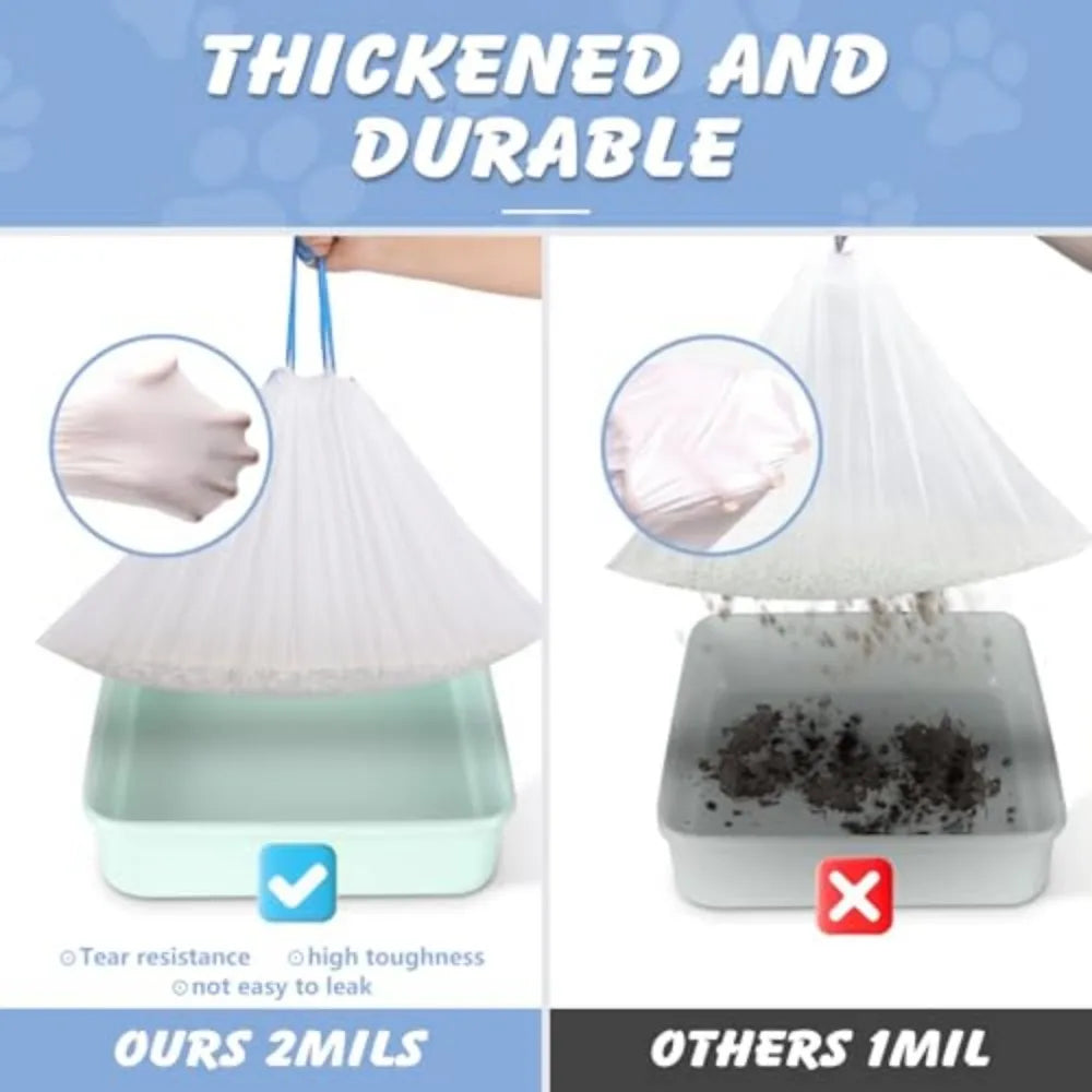 Heavy Duty Cat Litter Box Liners With Drawstring Odor Barrier