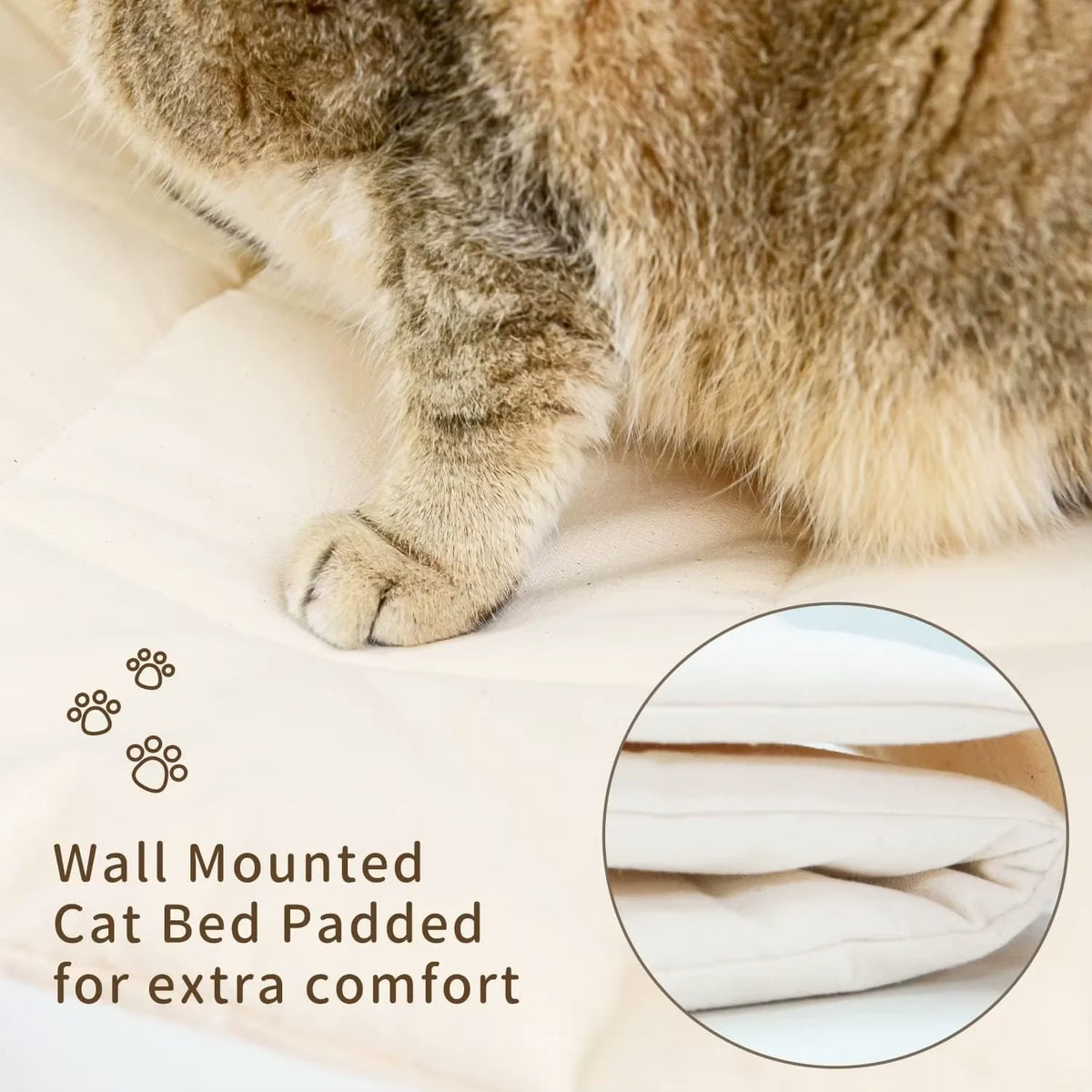 CWV Wall Mounted Cat Hammock With Wooden Sisal Scratching Shelf