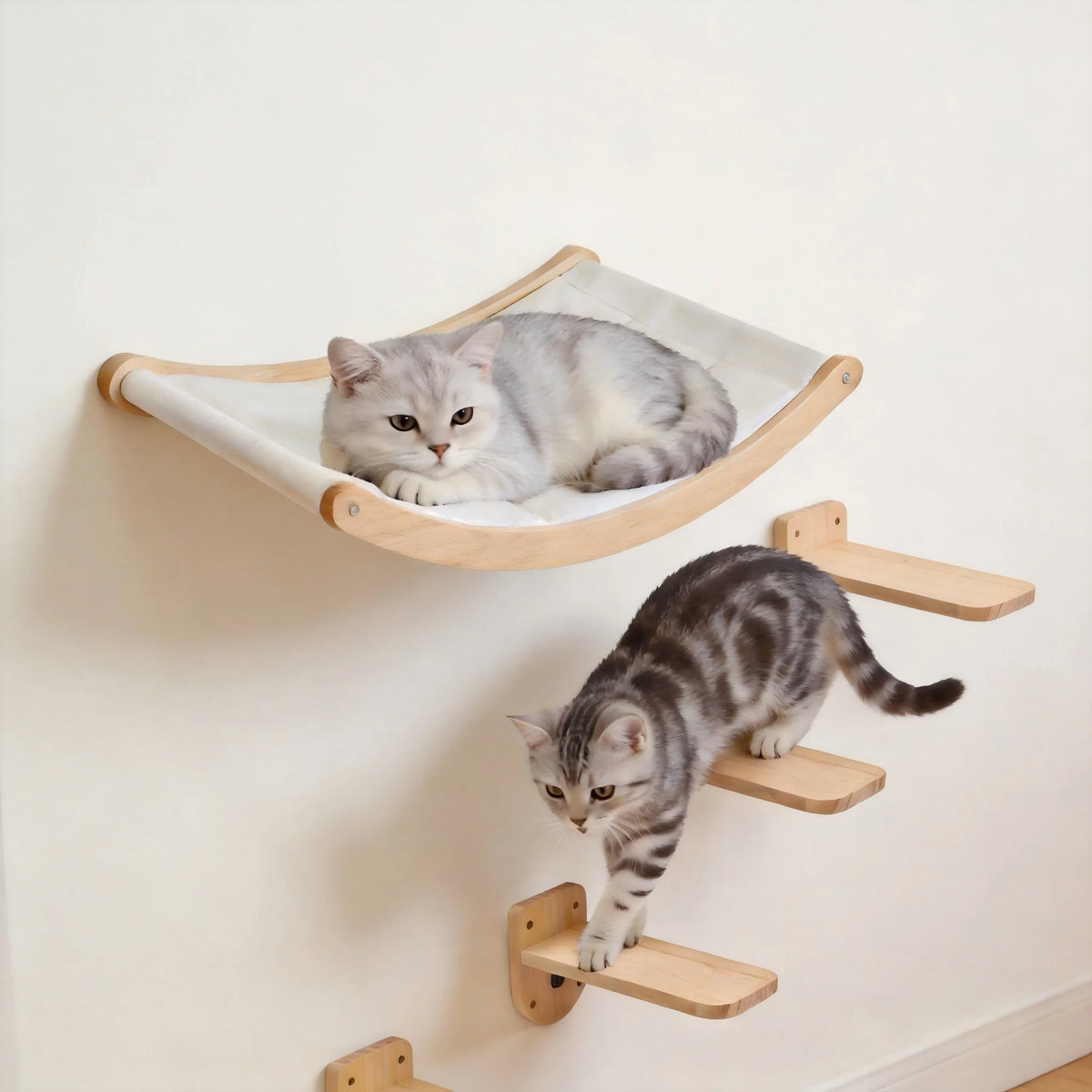 Indoor Wall Mounted Pine Wood Cat Rope Bridge Rack
