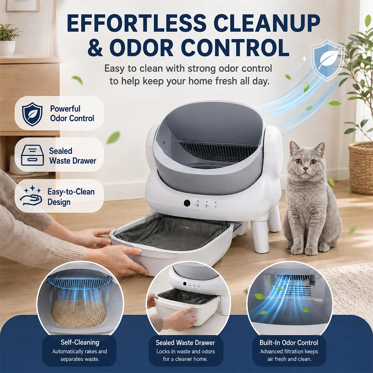 Curinge Smart Automatic Self Cleaning Cat Litter Box App Control