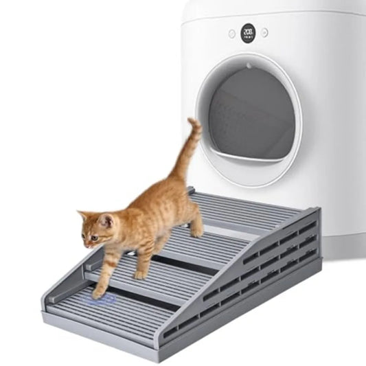 Adjustable Cat Litter Box Ramp With Filter And Easy Cleaning