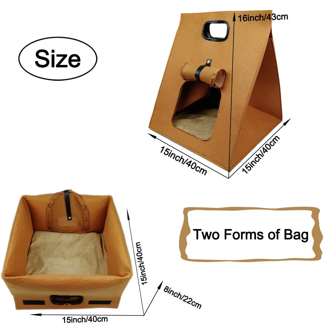 Portable Dual Shape Felt Cat Bed Carrier Bag For Cats