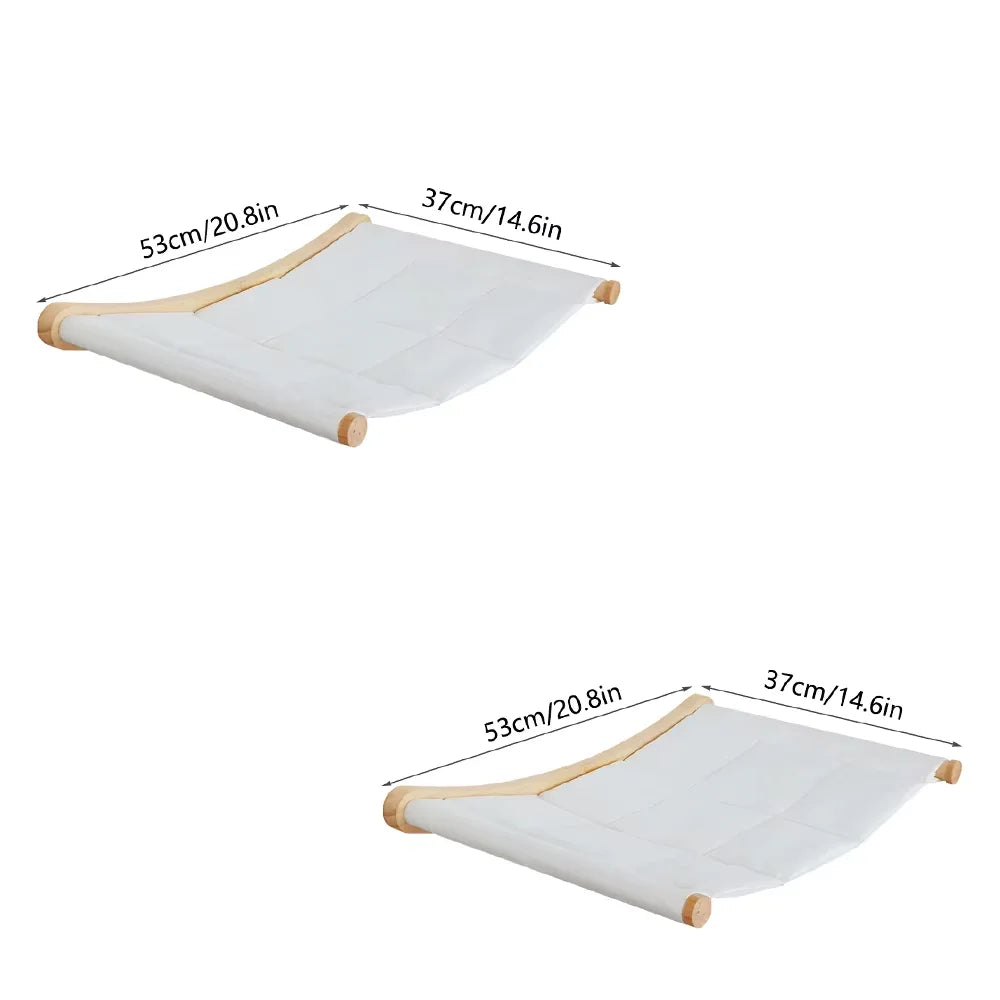 CWV Wall Mounted Cat Hammock With Wooden Sisal Scratching Shelf