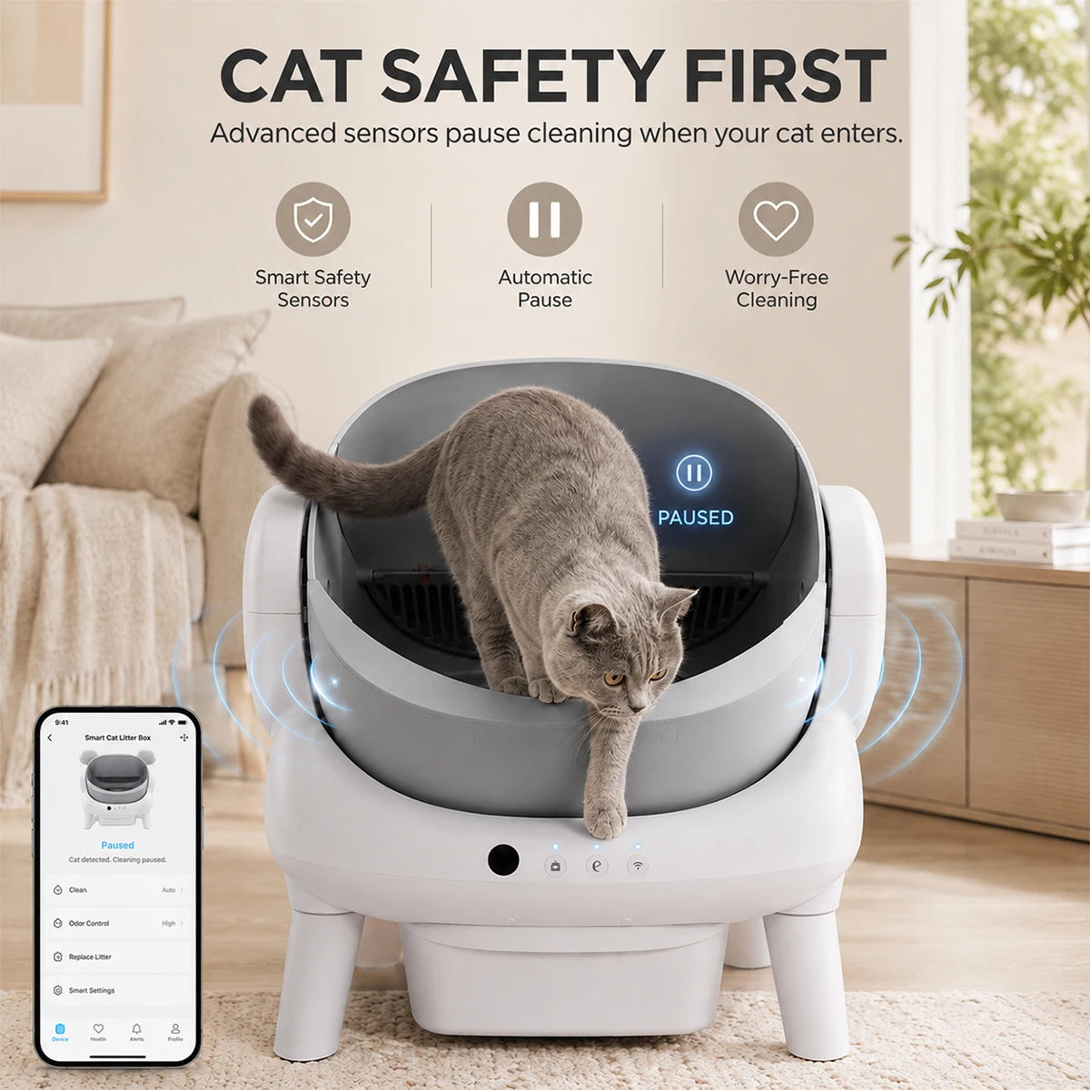 Curinge Smart Automatic Self Cleaning Cat Litter Box App Control
