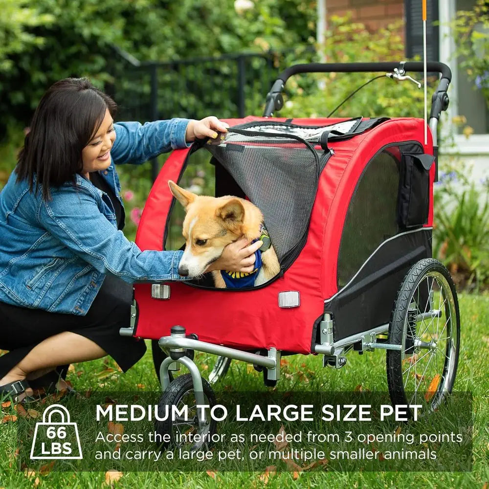 Sturdy Dog Bike Trailer And Stroller With Independent Suspension