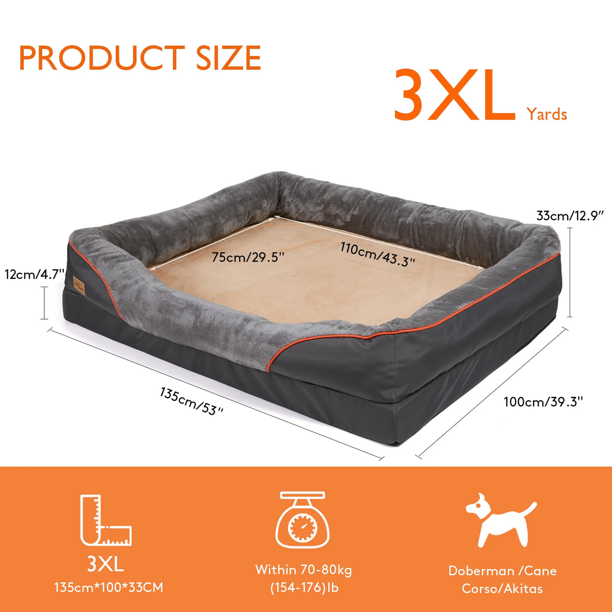 Bingopaw Waterproof Dog Bed With Removable Fleece Cover