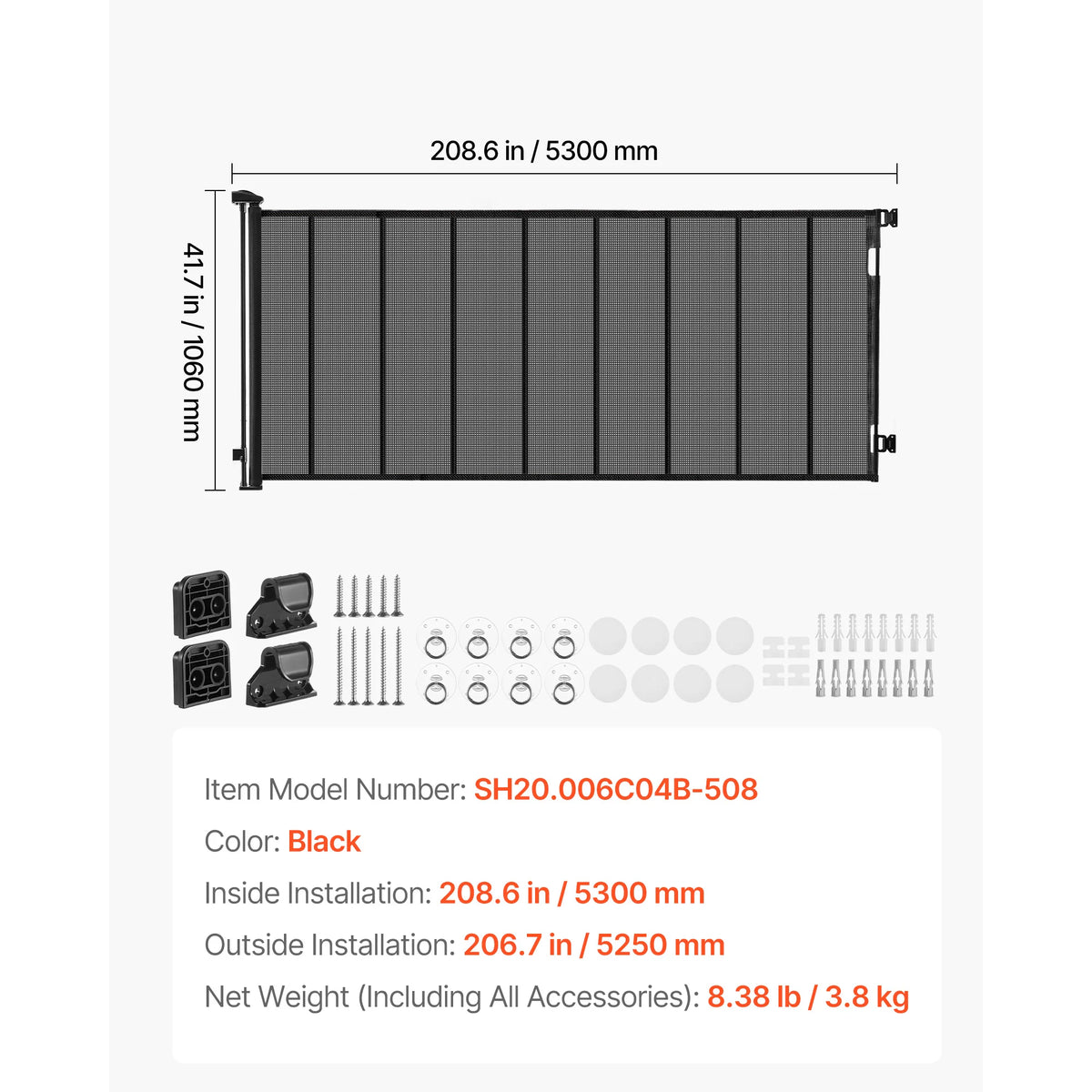 SucceBuy Retractable Baby Gate With Security Lock Mesh Barrier