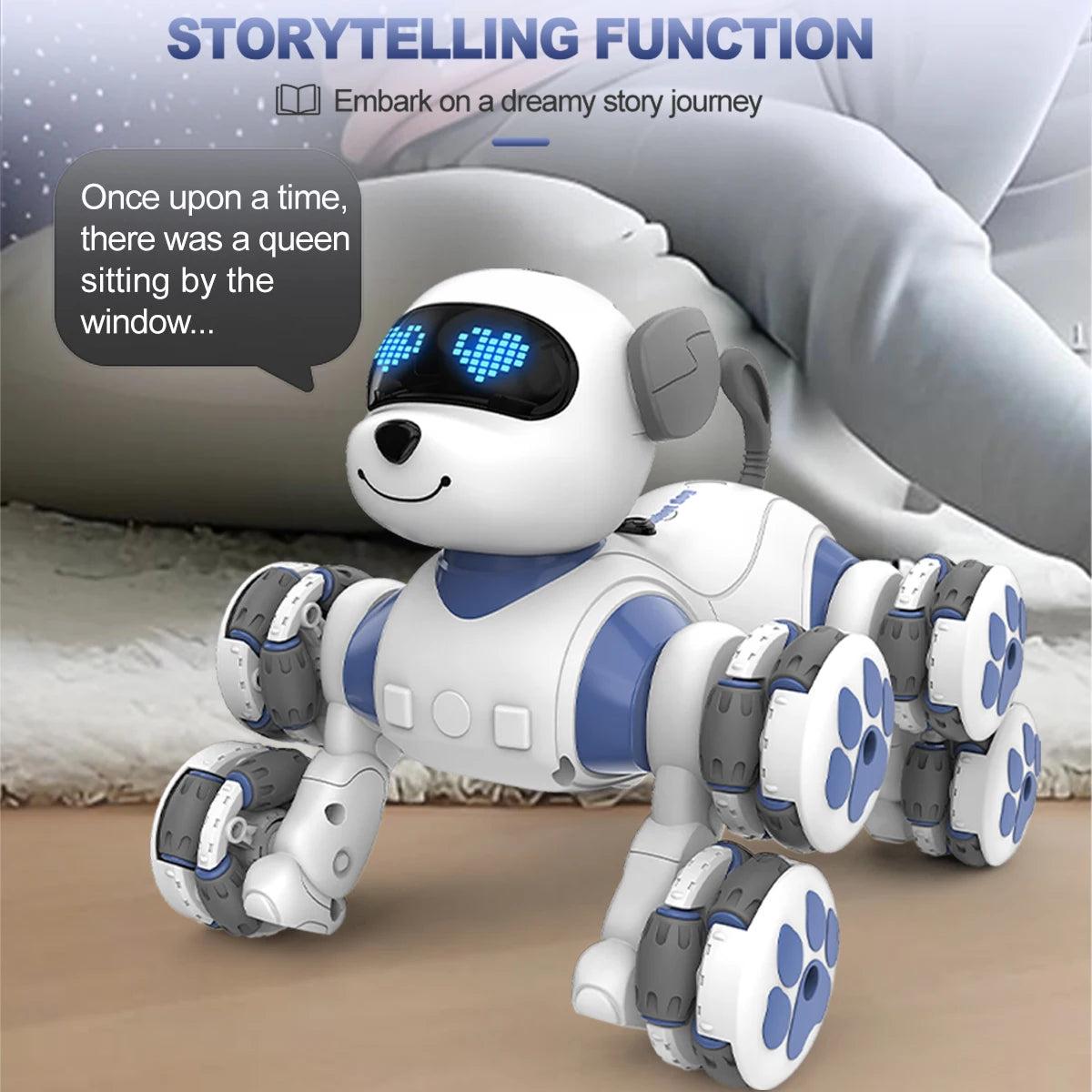 Remote Control  Dog Toys Eight Wheeled Stunt Intelligent Robot Dog Interactive Electronic Pet Programming Model Gifts for Kids