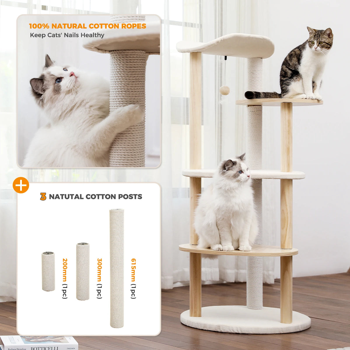 PAWZ Road Wooden Cat Tree Tower With Scratching Post Condo