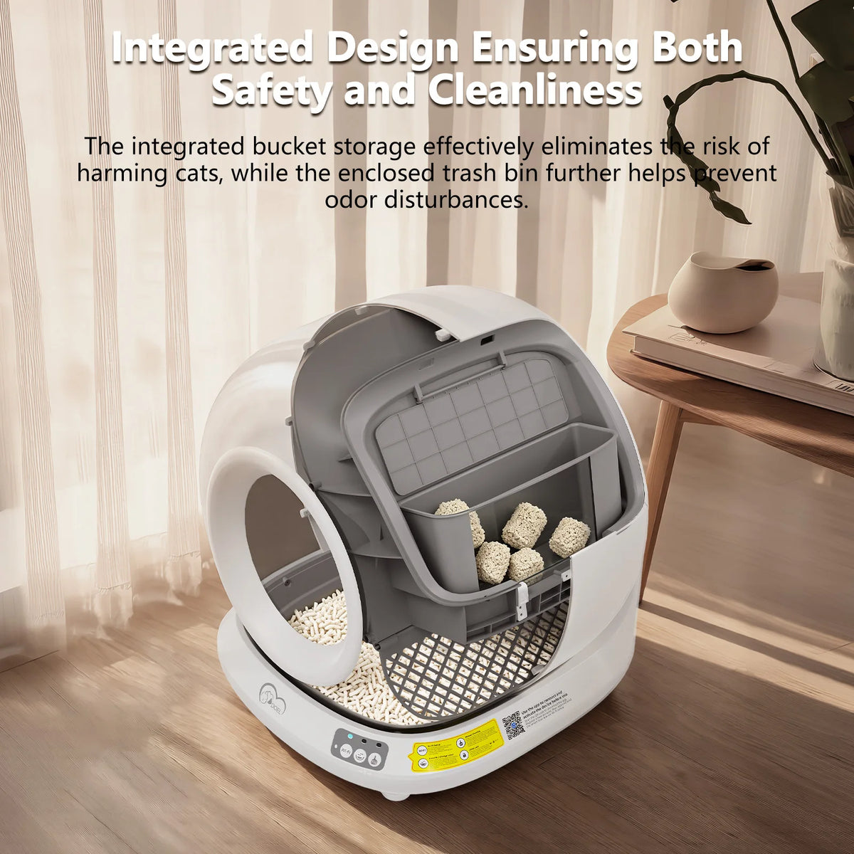 DOEL Smart Self-Cleaning Cat Litter Box With App Control, Only Supports 2.4G WiFi, 78L Capacity,Includes Trash Bags, 4 Set Of Gravity Sensors For Cat Safety Compatible With Tofu & Mixed Litters, Automatic Cat Litter Box