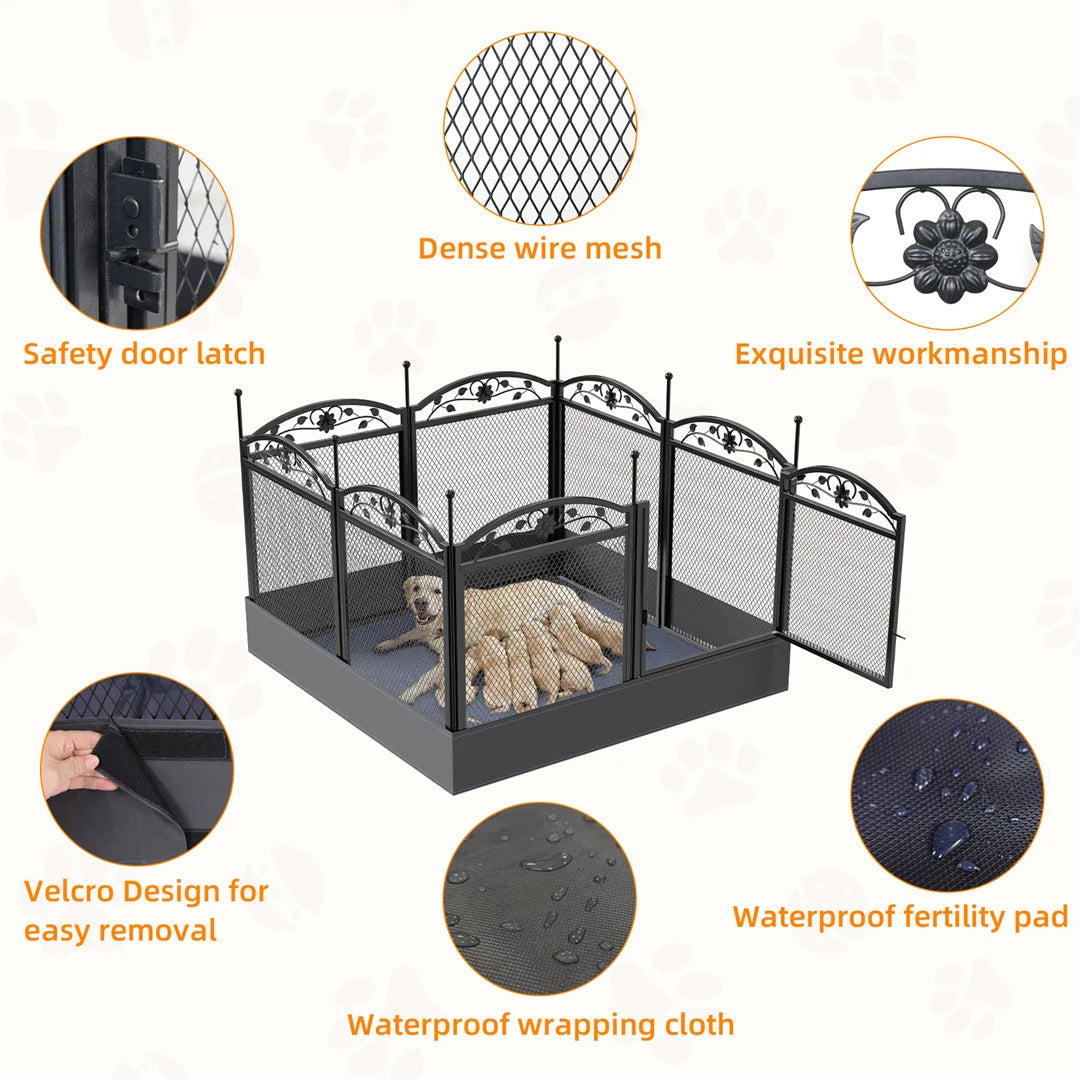 Bingopaw Heavy Duty Metal Dog Playpen For Training And Whelping
