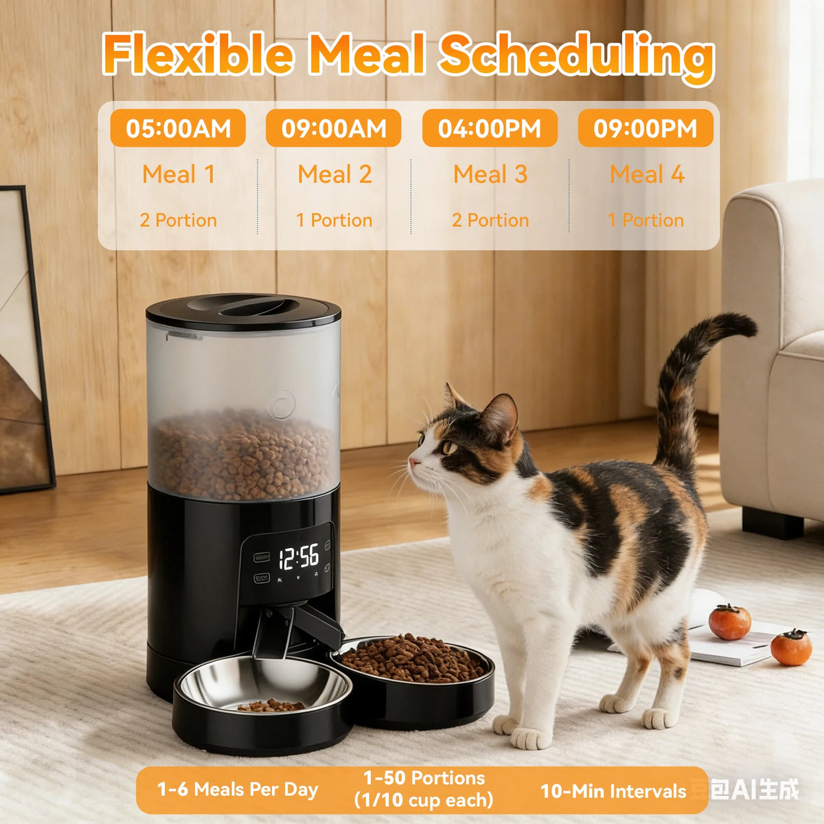 Jhk Automatic Cat Feeder Double Stainless Steel Timed Dispenser