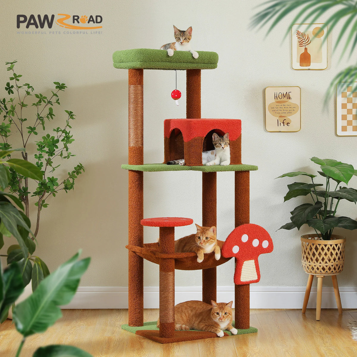PAWZ Road Multi Tier Cat Tower With Scratching Posts Hammock