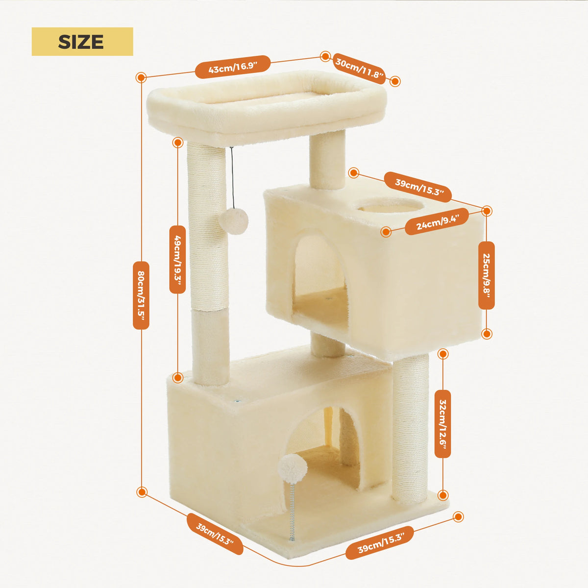Pawz Road Multi Tier Cat Tree With Sisal Scratching Posts
