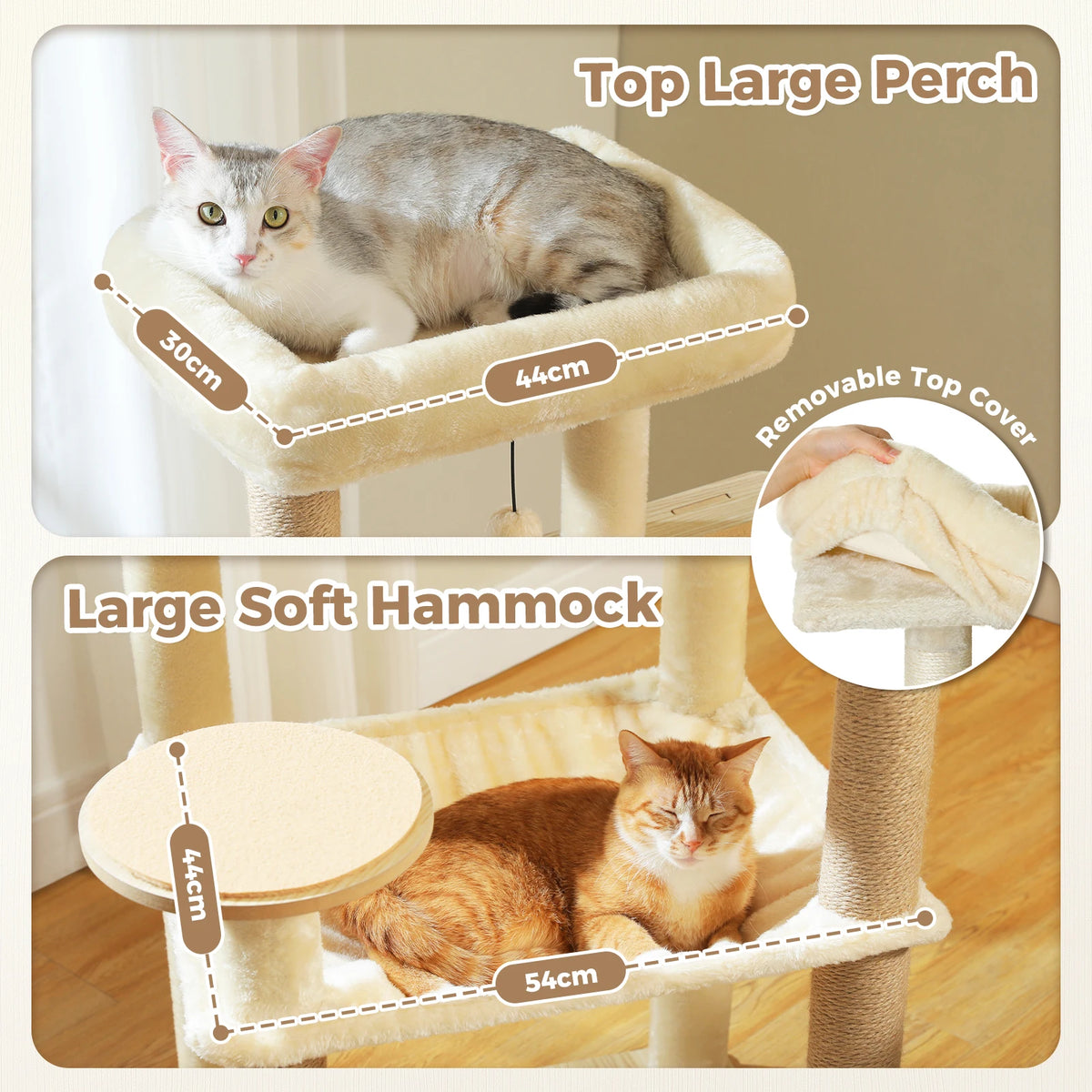 Pawz Road Wood Cat Tree with Sisal Posts Hammock Condo