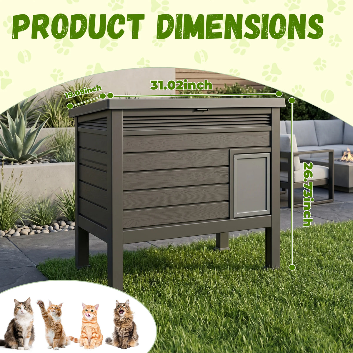 Weatherproof Resin Outdoor Cat Shelter With Openable Roof