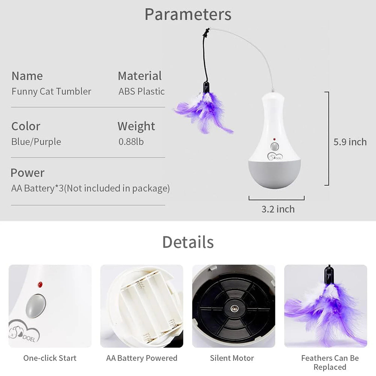Automatic Cat Feather Toy With Rotating Teaser For Indoor Exercise