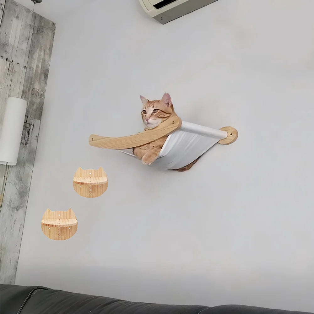 CWV Wall Mounted Cat Hammock With Sisal Scratching Shelf
