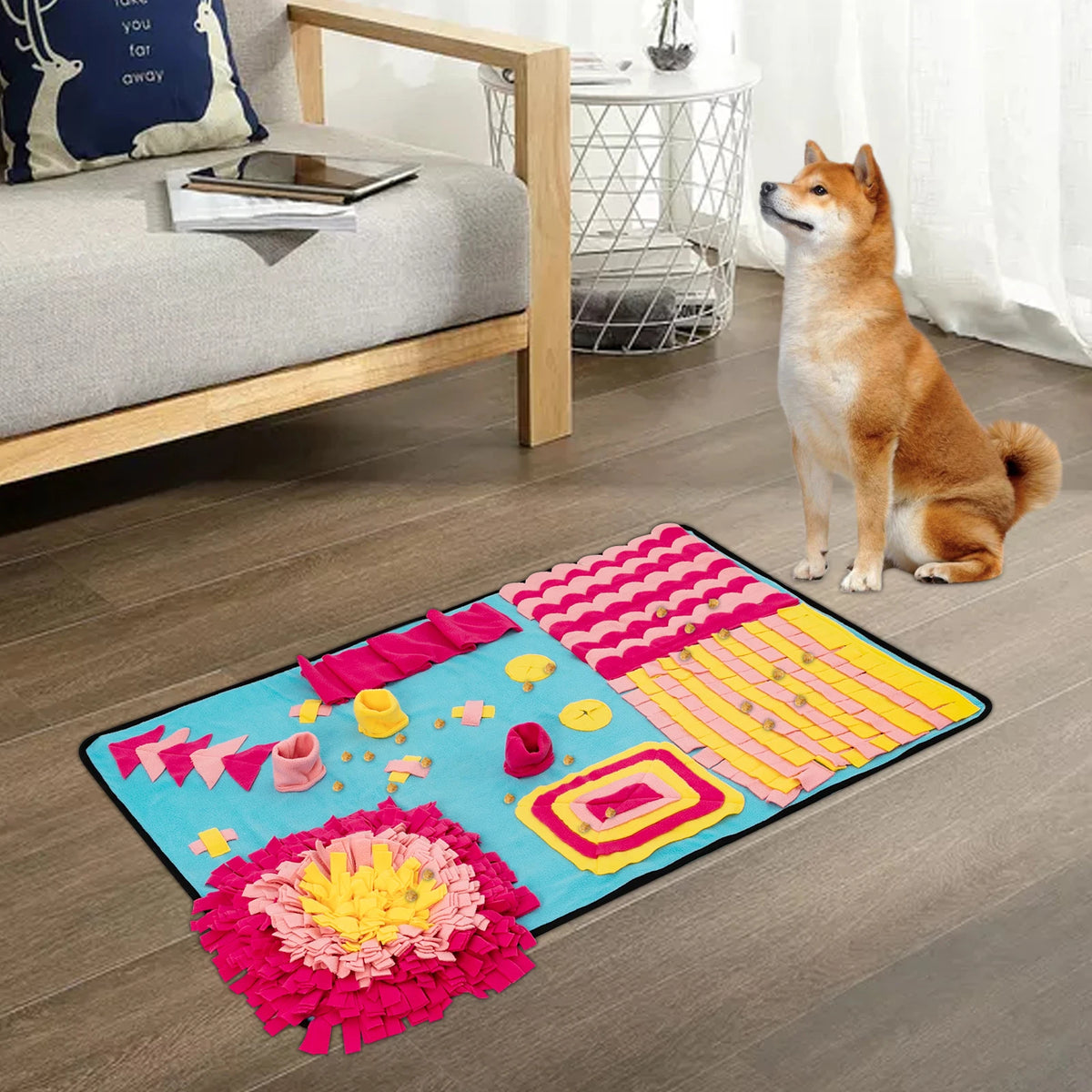 (Clearance Sale!) Fleece Sniffing Mat 70x105cm Pet Snuffle Mat Interactive Dog Puzzle Toy Snuffle Mat Feeding Mats with Hidden Treats