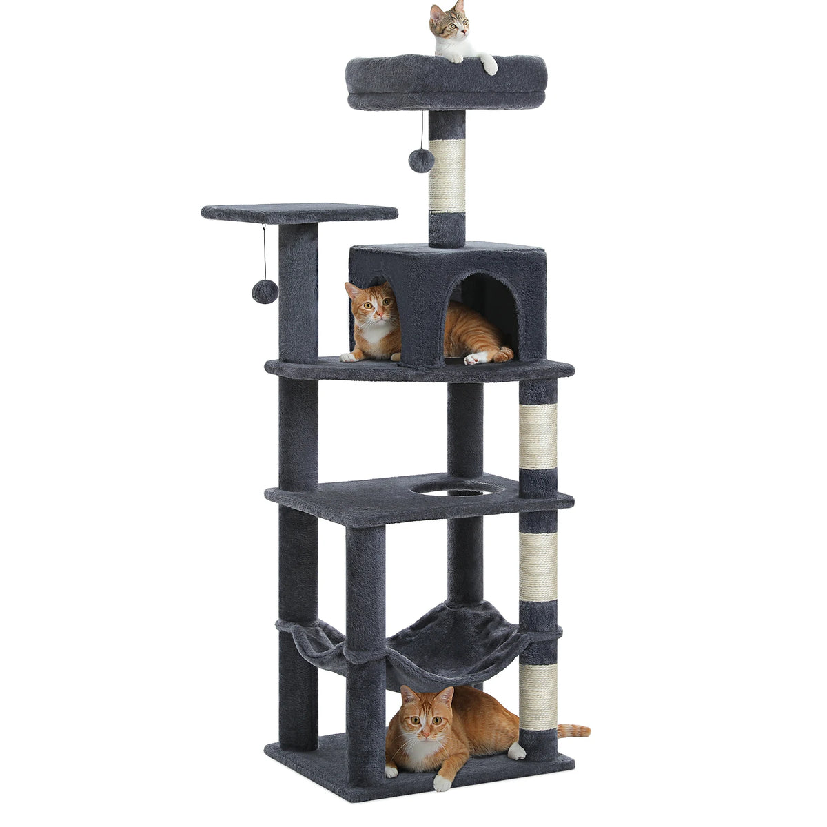 Pequlti Multi Level Cat Tree With Hammock And Sisal Posts