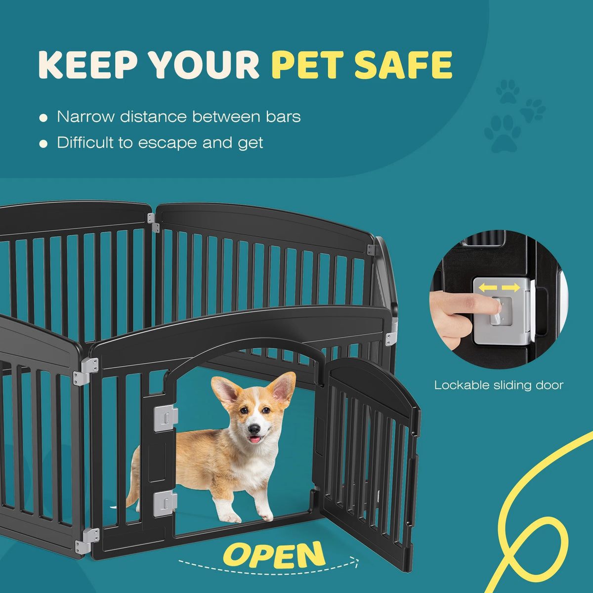 JHK Plastic Dog Playpen Six Panel Expandable Portable Pet Fence