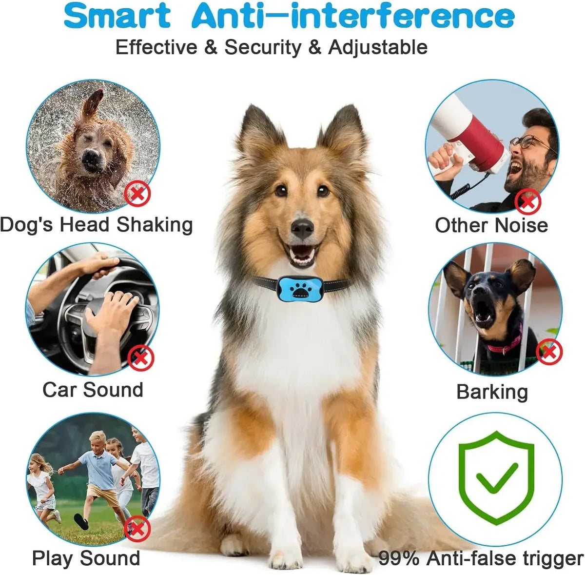 Rechargeable Ultrasonic Dog Anti Bark Training Collar With Vibration