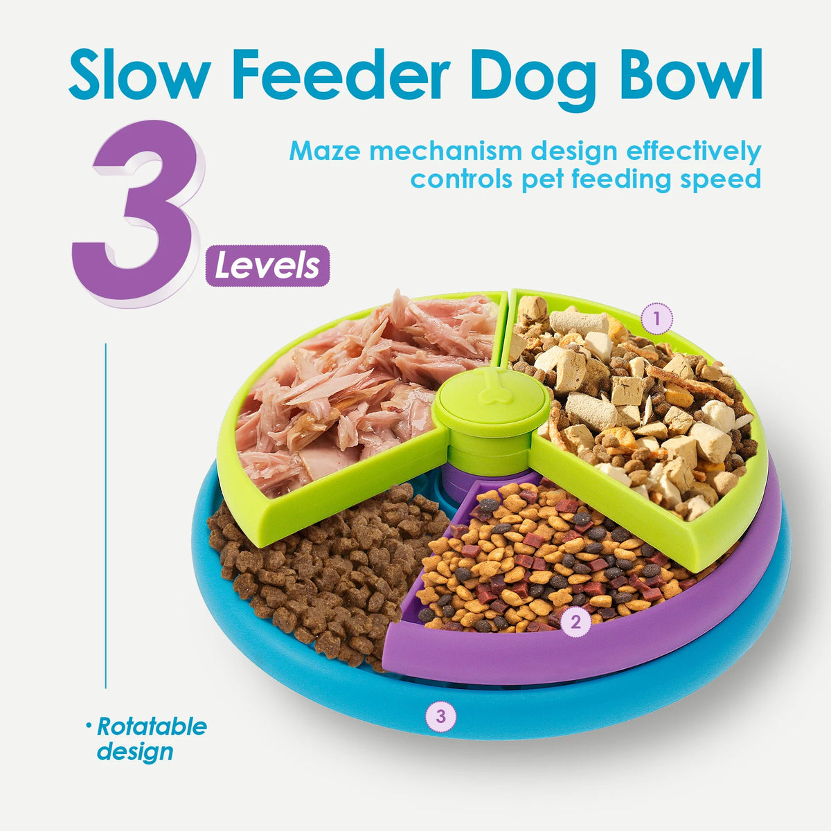 Puzzle Dog Slow Feeder Bowl with Toothbrush Set for Dogs
