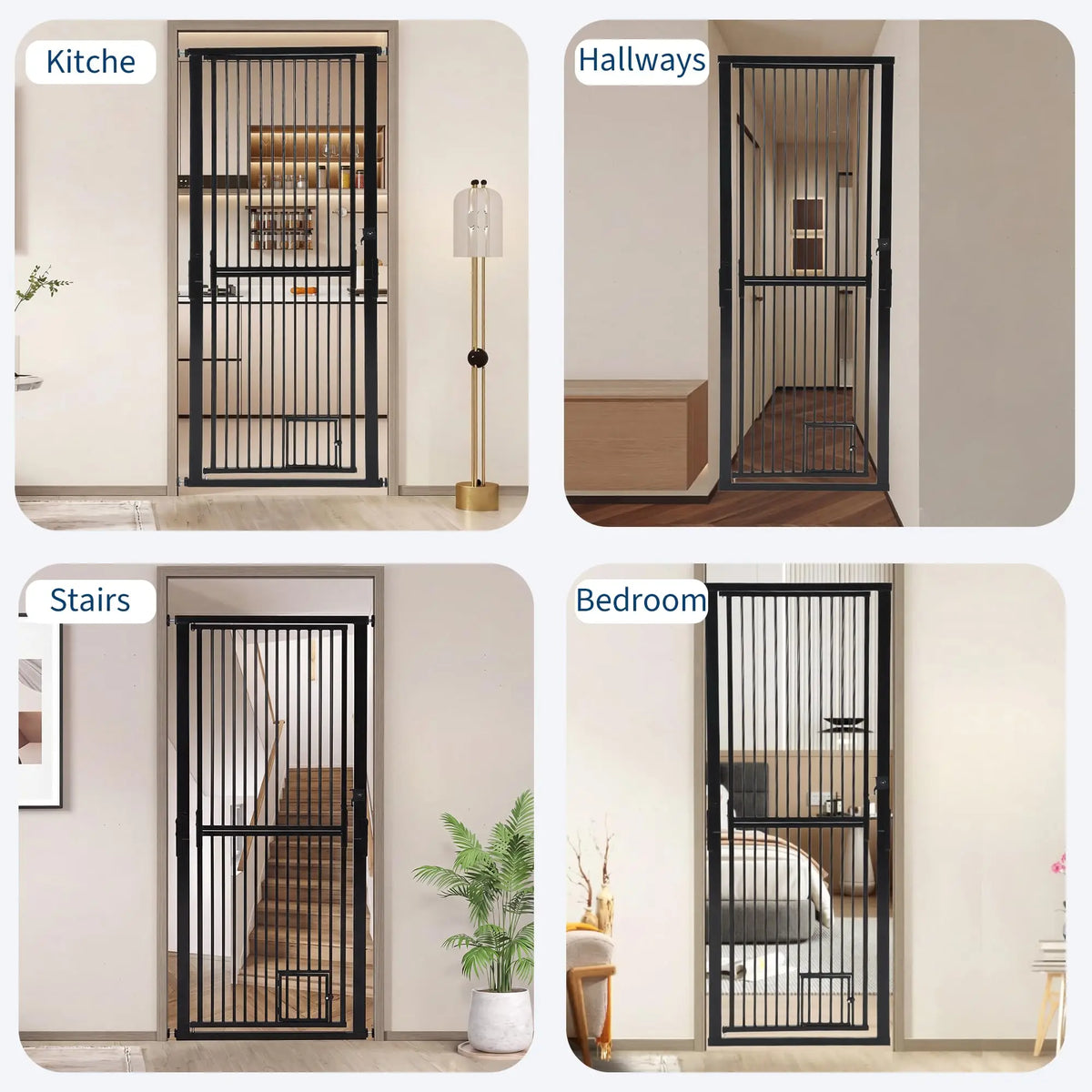 HiMISS Adjustable Pressure Mounted Cat Gate With Entry Door