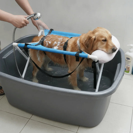 Folding Cat Bathing Rack Breathable Anti-Bite Pet Grooming Hammock Stable Structure Quick-Dry Mesh Pet Washing Station