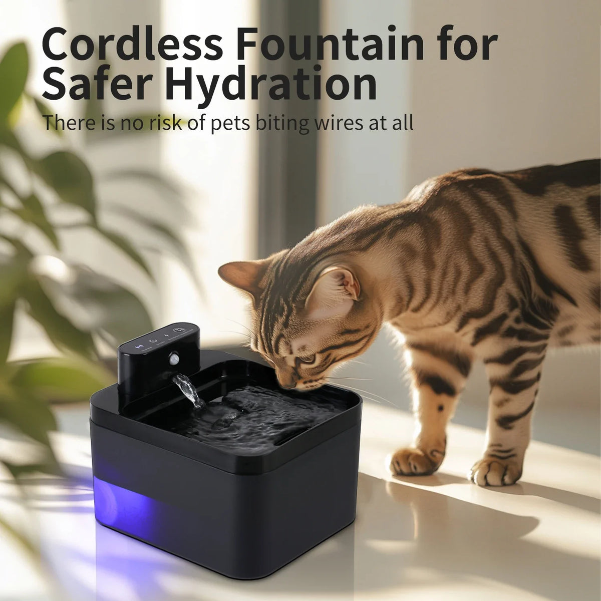 Wireless Sensor Pet Water Fountain Battery Powered Drinking Dispenser