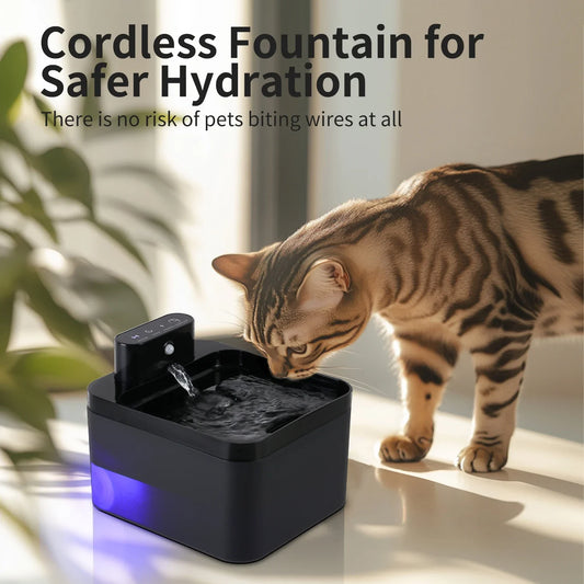Wireless Sensor Pet Water Fountain Battery Powered Drinking Dispenser