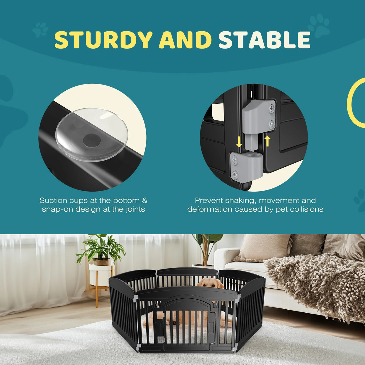 JHK Plastic Dog Playpen Six Panel Expandable Portable Pet Fence