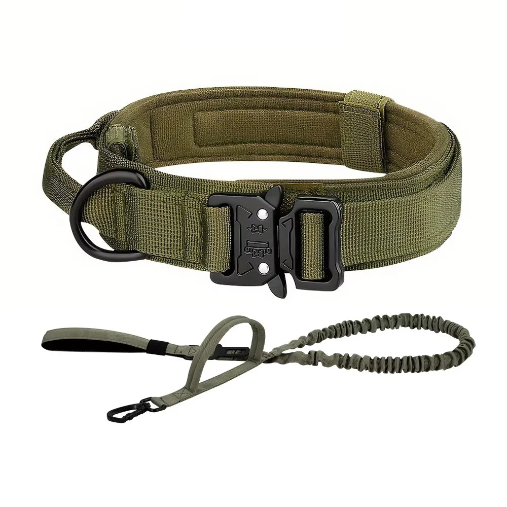 Tactical Nylon Dog Collar And Leash Set With Quick Release