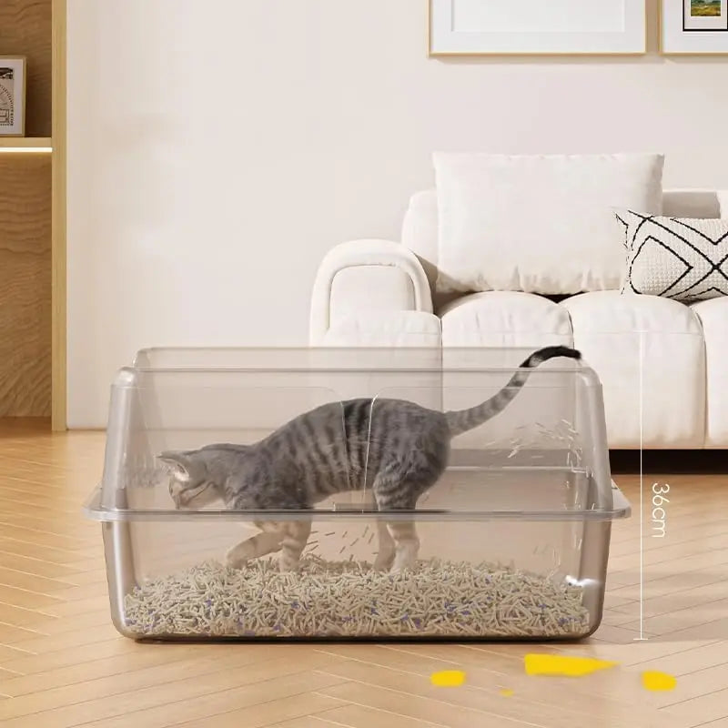 60×40×36.5cm Stainless Steel Cat Litter Tray with Top Entry, Litter Scoop | Extra Large Cat Litter Box with Non-Stick, Odor Resistant, Leak & Splash Proof Easy Clean