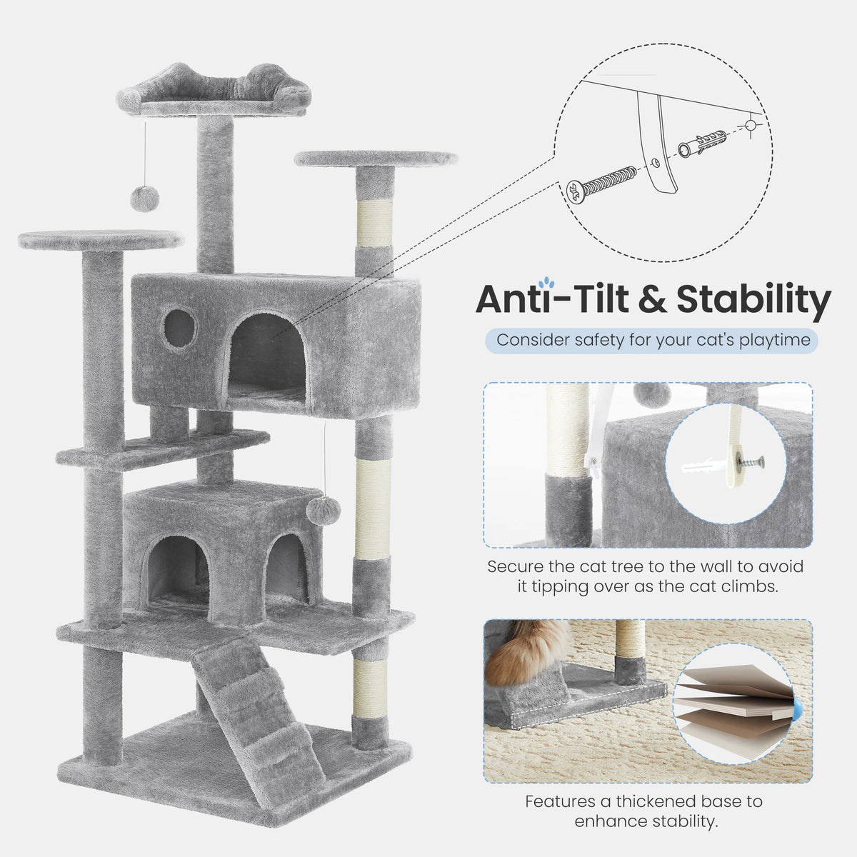 MCQ Multilevel Cat Tree Tower with Sisal Scratching Post Condo
