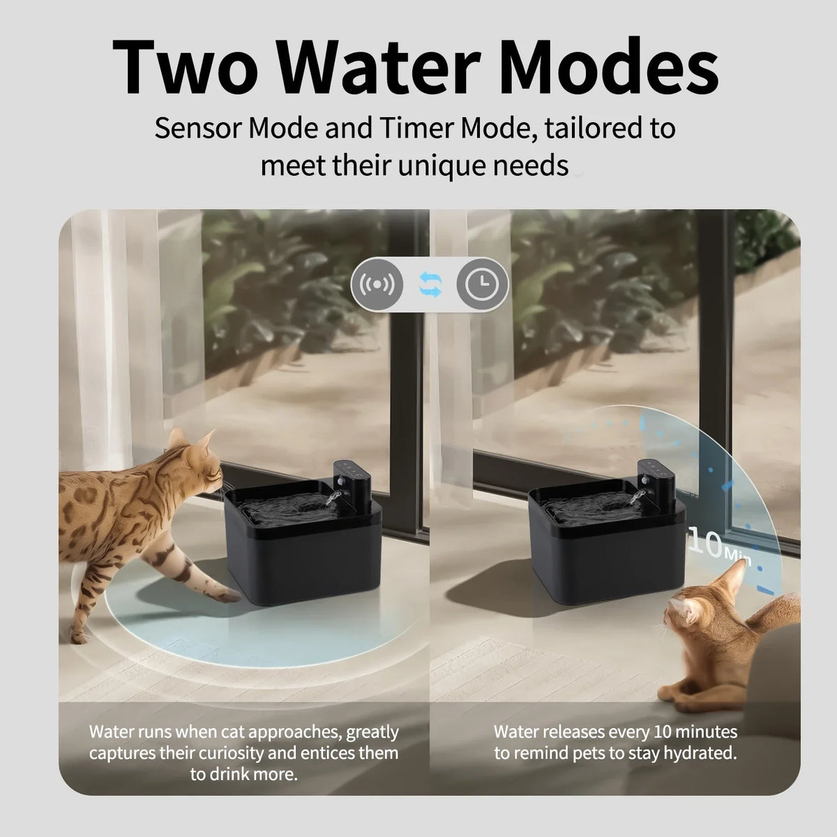 Wireless Sensor Pet Water Fountain Battery Powered Drinking Dispenser