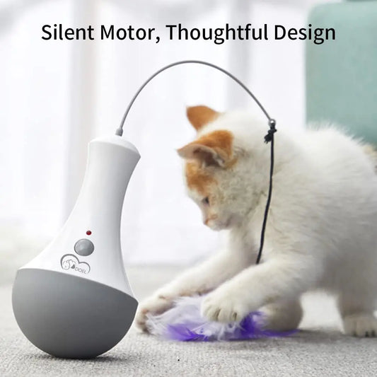 Automatic Cat Feather Toy With Rotating Teaser For Indoor Exercise