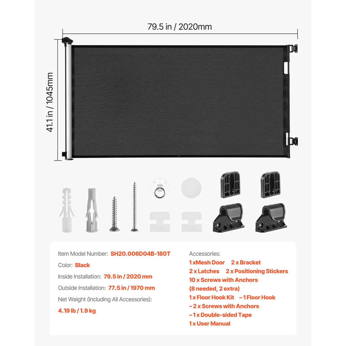SucceBuy Retractable Baby Gate With Security Lock Mesh Barrier